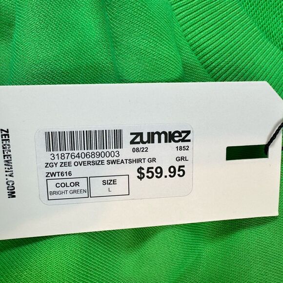 NWT ZGY Denim Women’s Green Graphic Oversized Sweatshirt- Size Large - Picture 5 of 8